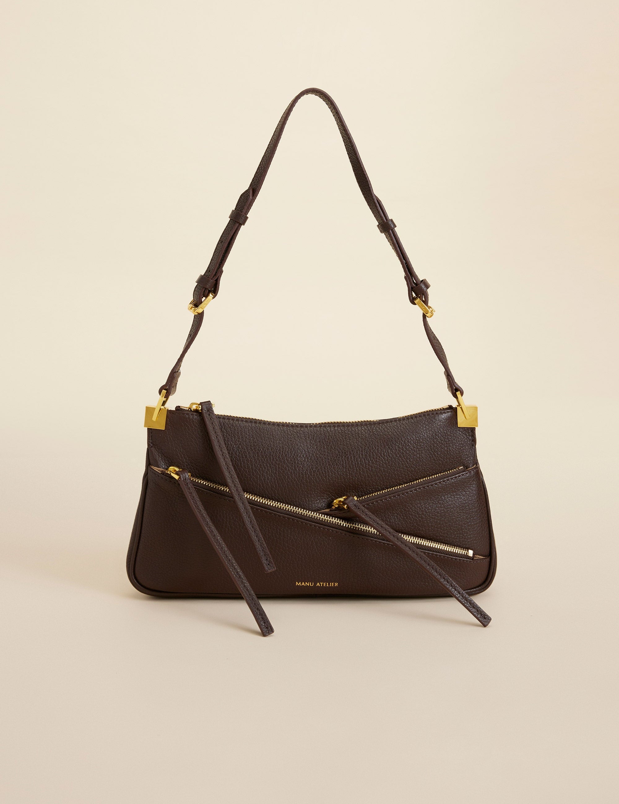 Three Zipped Baguette Deep Brown 