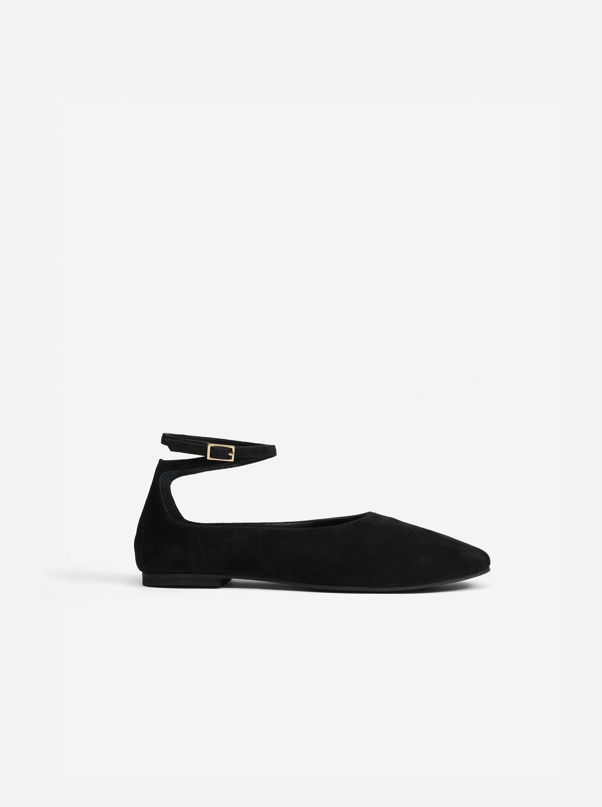 Manu Ballet Flats With Cross Over Ankle Strap Black Suede by Manu