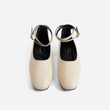 Manu Ballet Flats With Cross Over Ankle Strap Vanilla Soft