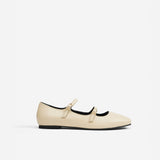 Manu Ballet Flats With Double Belt Vanilla Soft Side