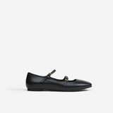 Manu Ballet Flats With Double Belt Black Soft