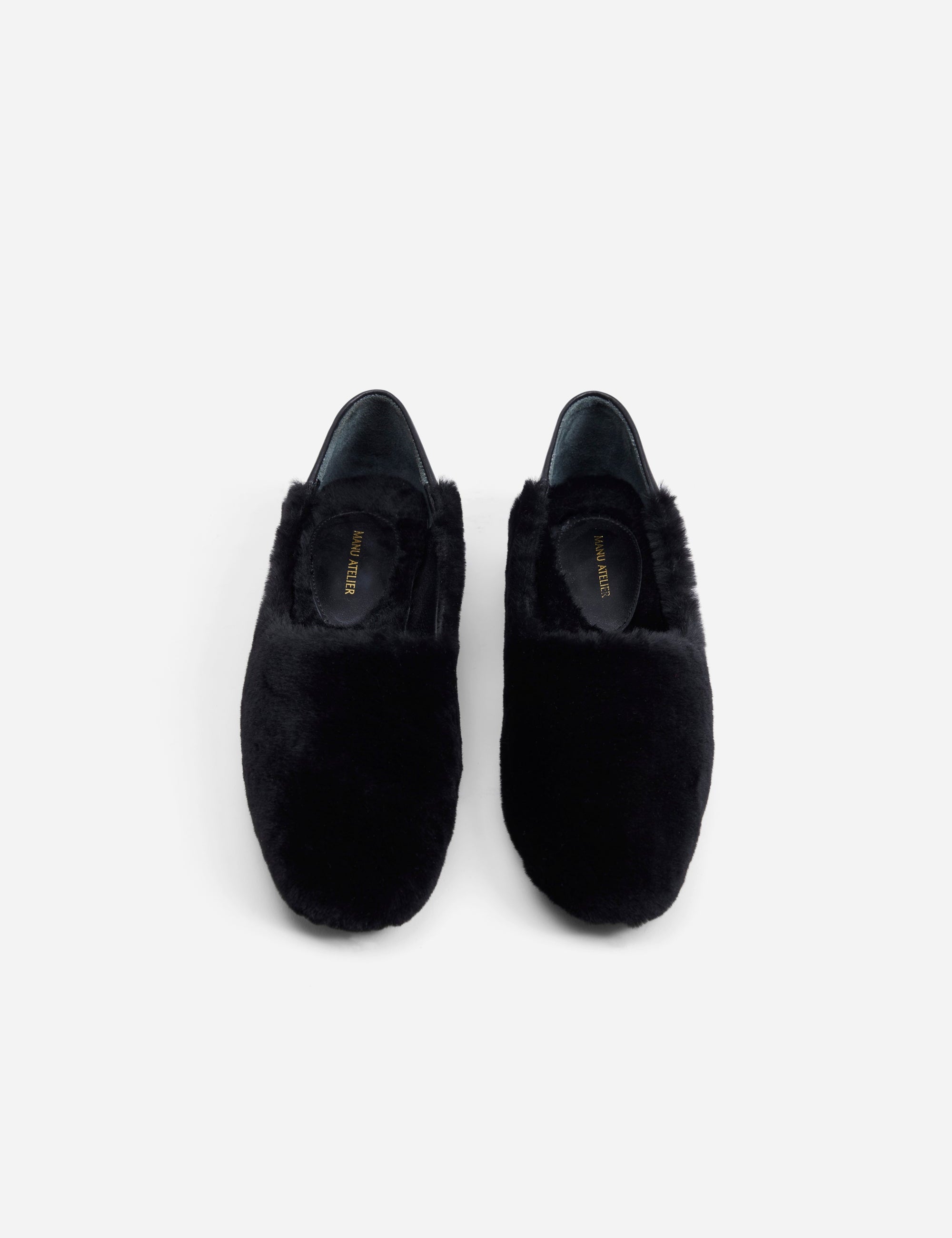 Manu Ballet Flats Black Shearling Front