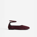 Manu Ballet Flats With Cross Over Ankle Strap Merlot Suede