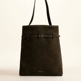 Tote du Jour Tobacco Green Suede Leather Front