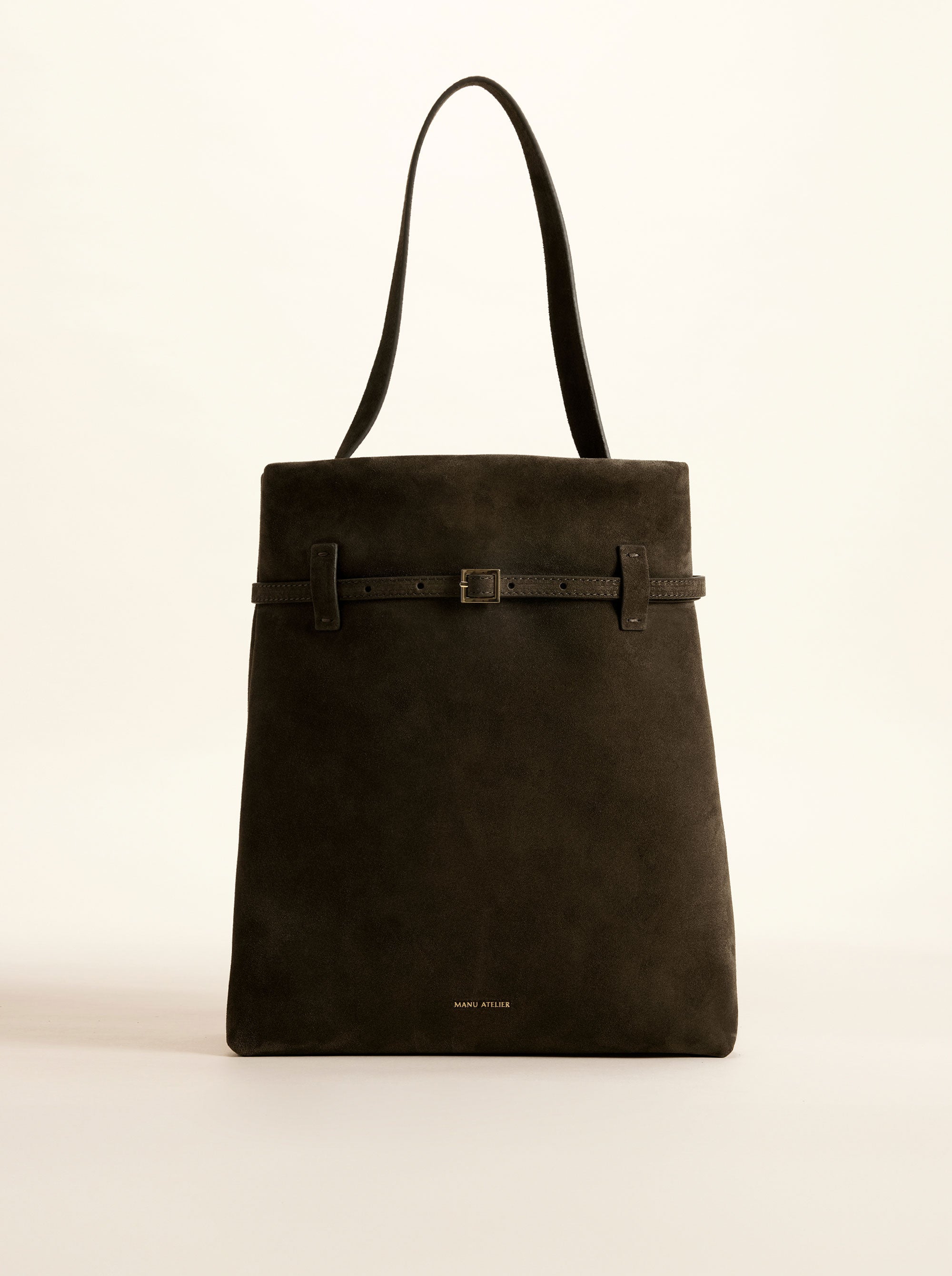 Tote du Jour Tobacco Green Suede Leather Front