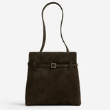 Mini Tote du Jour Tobacco Green Suede Front