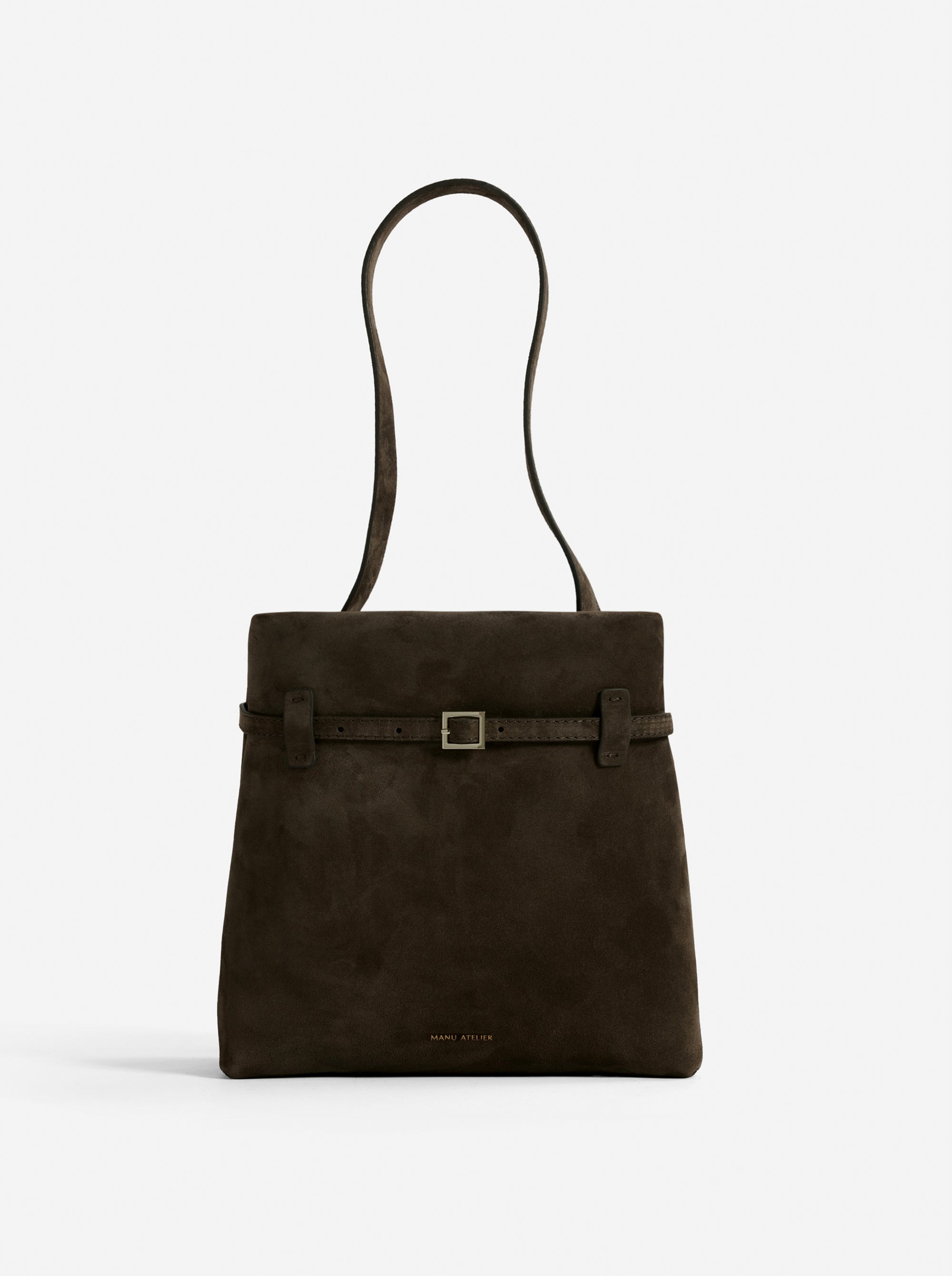 Mini Tote du Jour Tobacco Green Suede Front