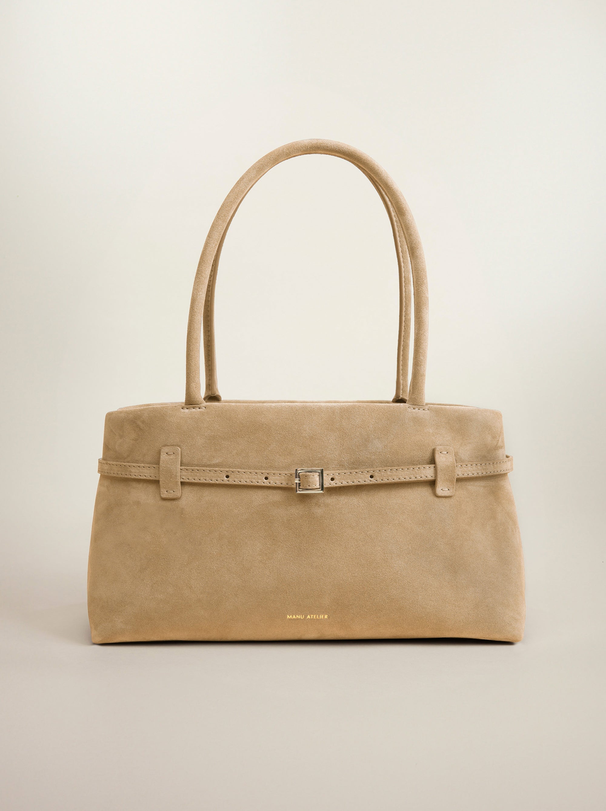 Le Cambon East West Cachemire Suede Butter Yellow Bag Front