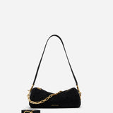 Mini Cylinder Perforated Black Suede