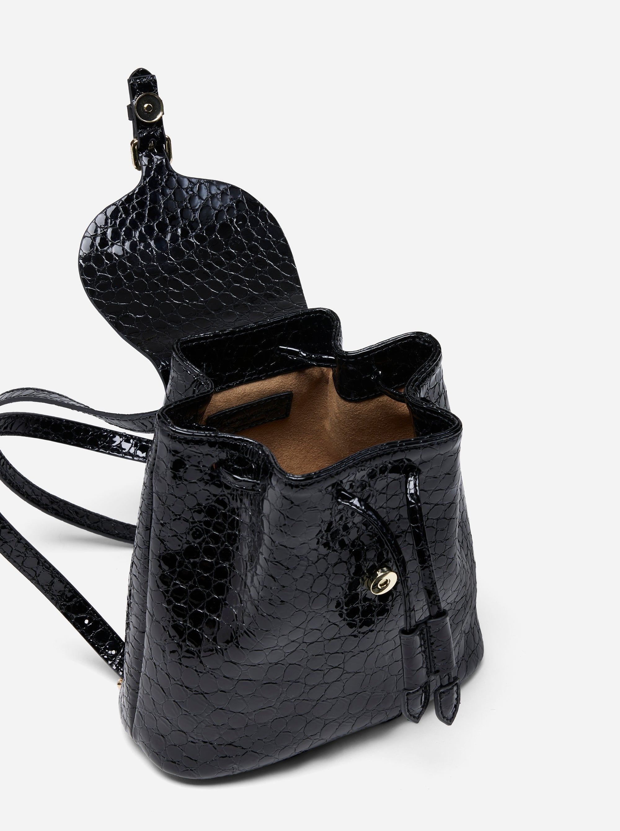 Mini Backpack Black Croc by Manu Atelier
