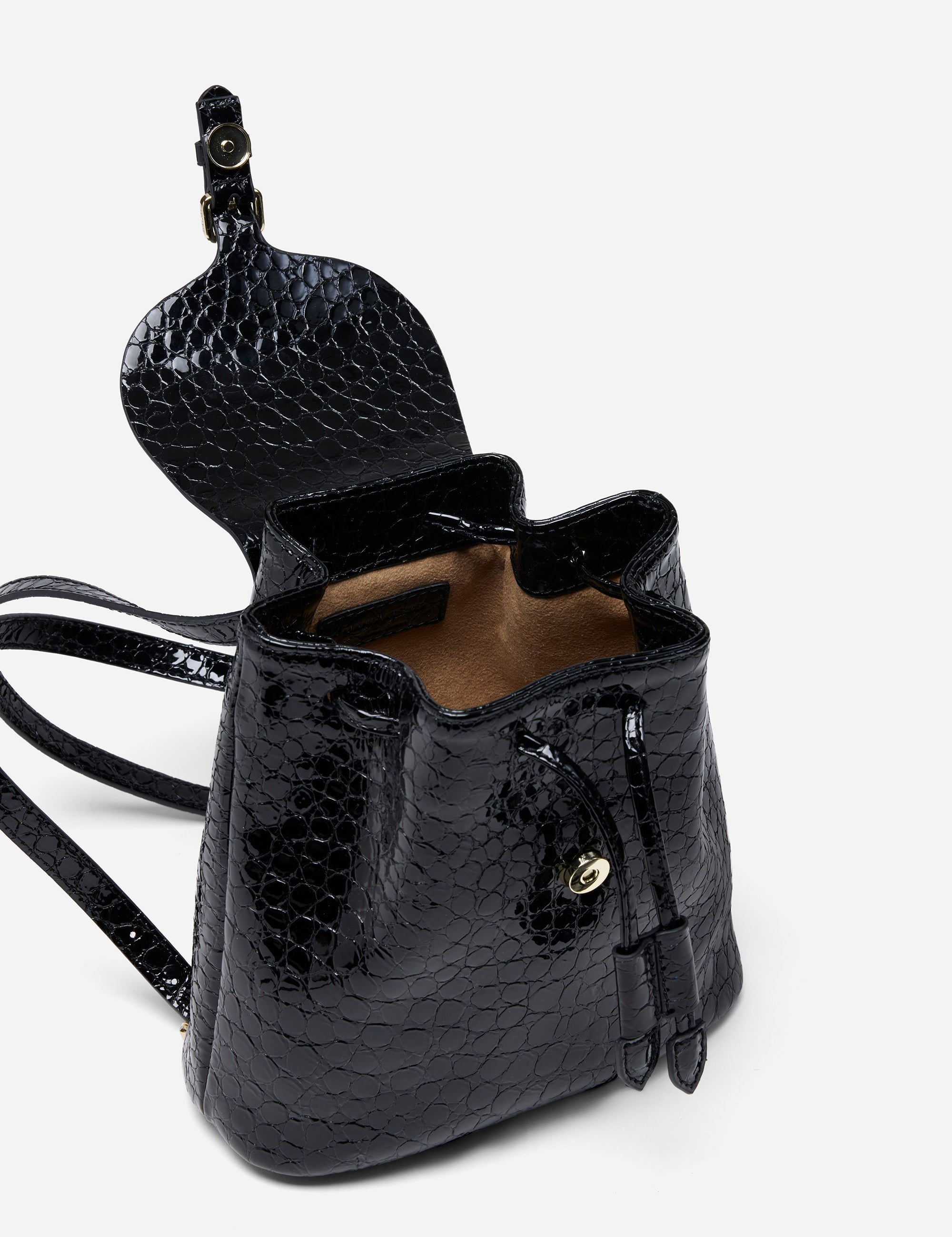 Mini Backpack Black Croc inside