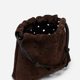 Romy Pouch Perforated Deep Brown Suede