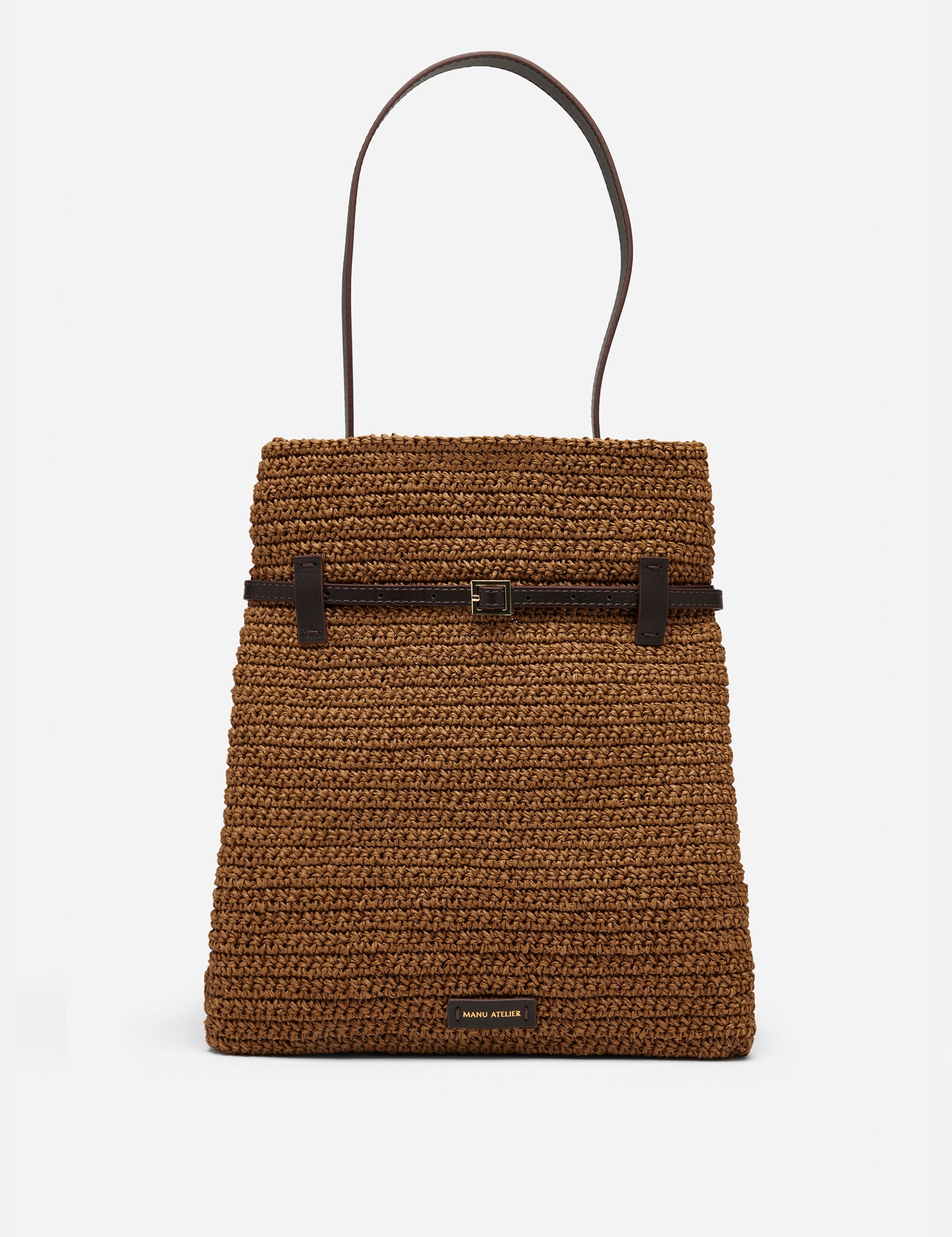 2026157 Tote du Jour Bitter Brown Crochet & Bitter Brown Soft Calf Leather