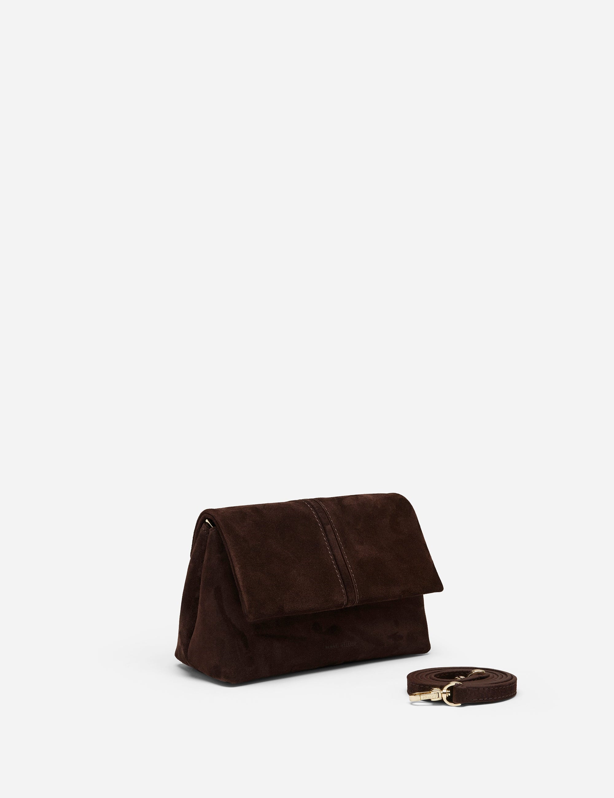 THE MINI FOLD BAG  SUEDE LEATHER DEEP BROWN