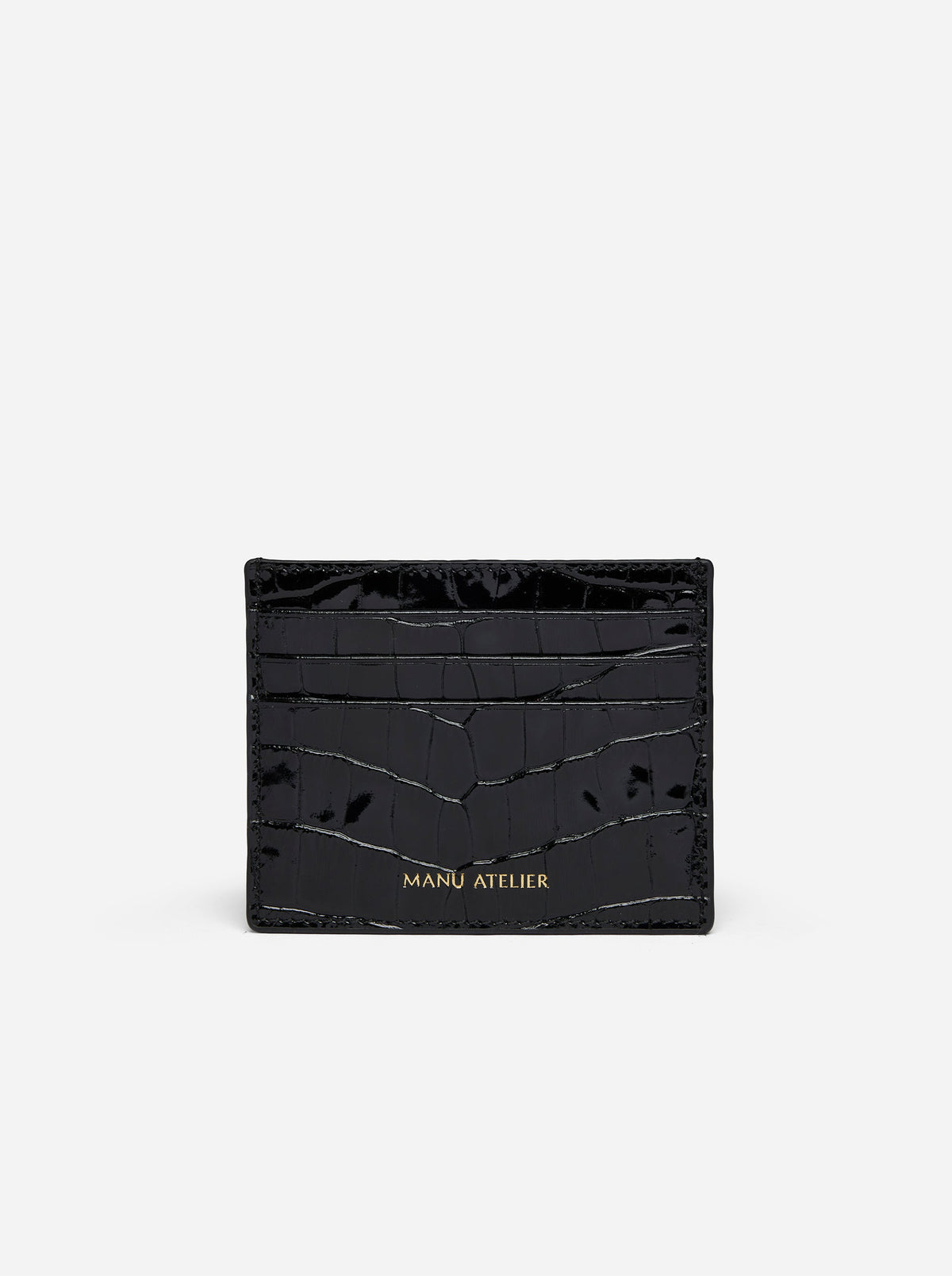 Manu Cardholder Black Croc Embossed
