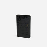 Manu Cardholder Black Croc Embossed Side