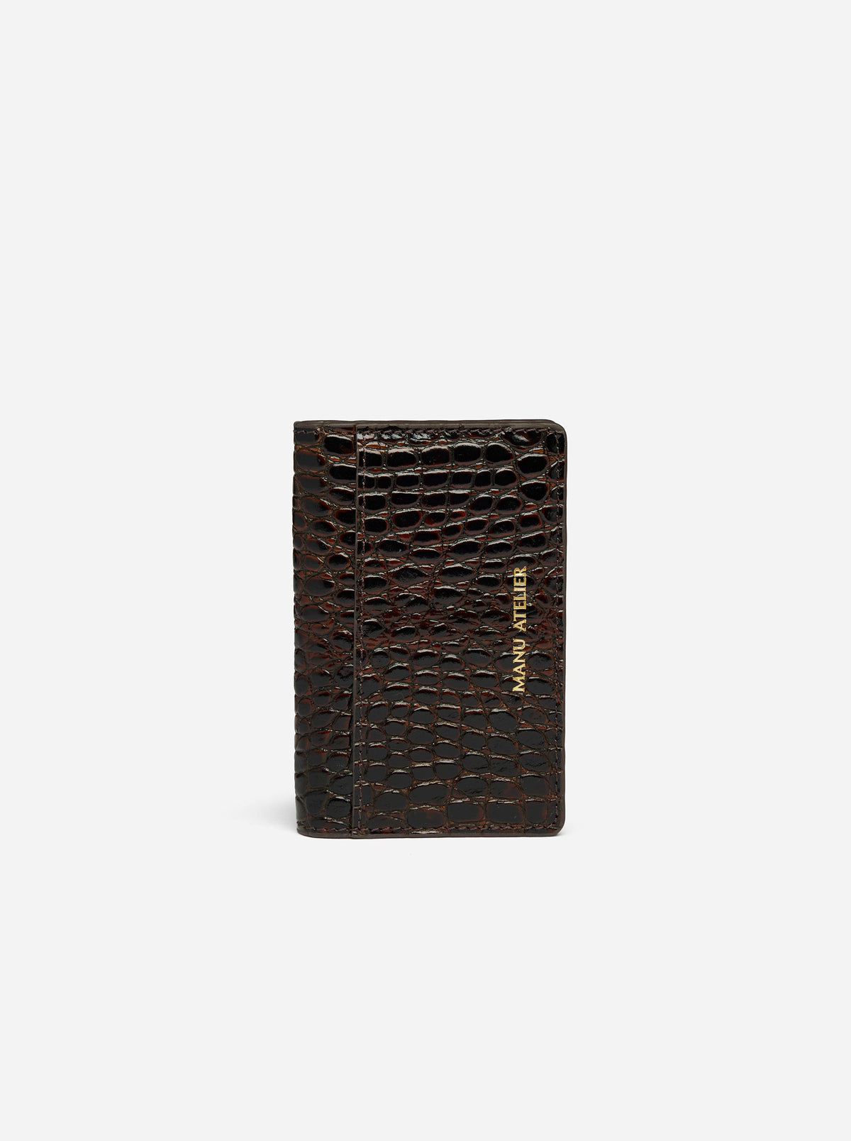 Manu Cardholder Deep Brown Croc Embossed