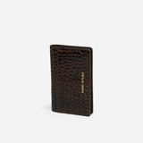 Manu Cardholder Deep Brown Croc Embossed Side