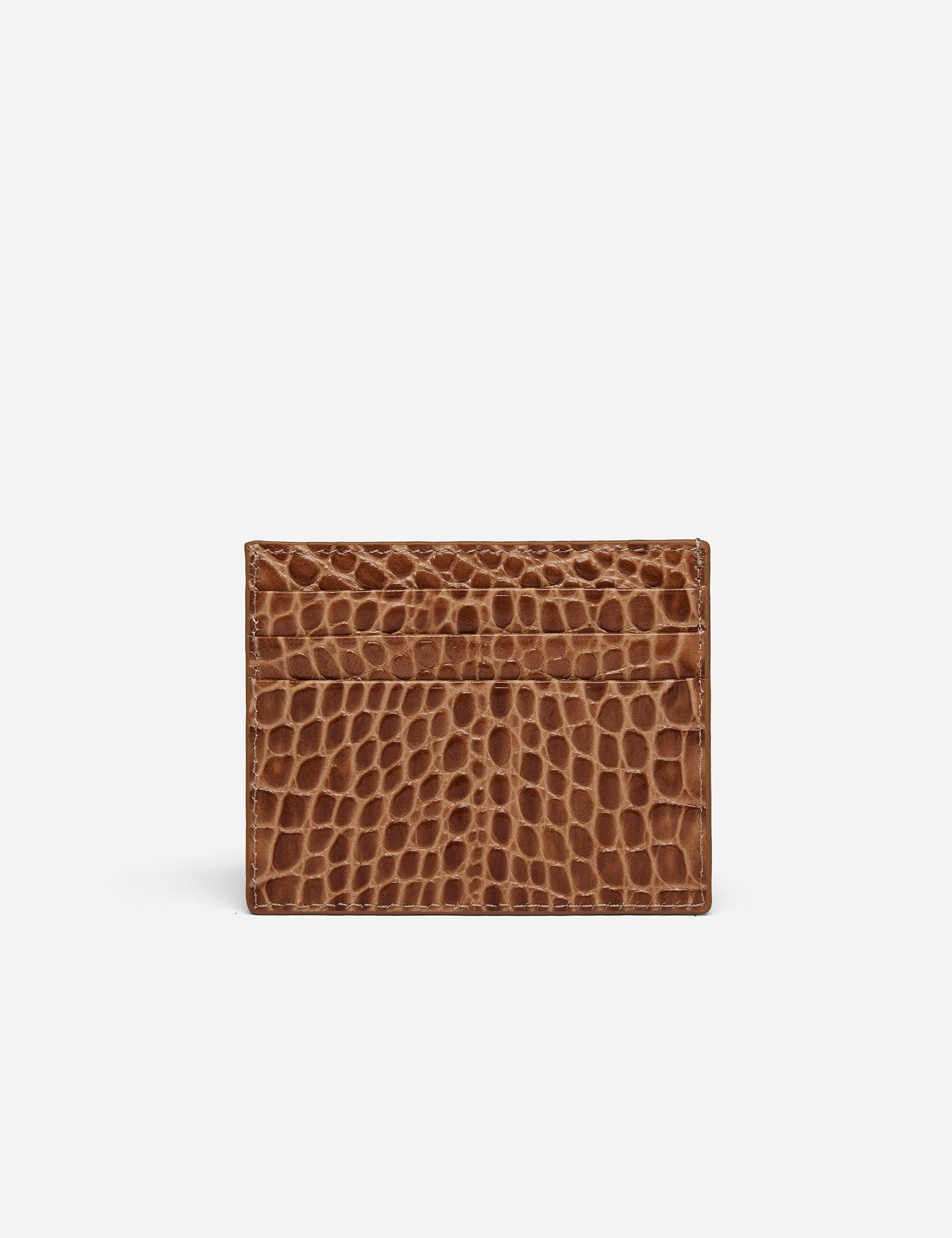 Manu Cardholder Mocha Croc Embossed Back