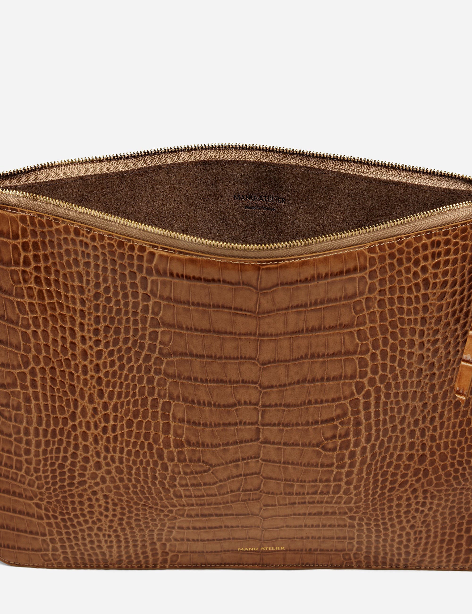 Manu Laptop Case Mocha Croc Embossed Inside