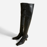 Over Knee High Duck Boots Black Soft