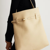 Tote Du Jour Calf Skin Leather Vanilla On Model