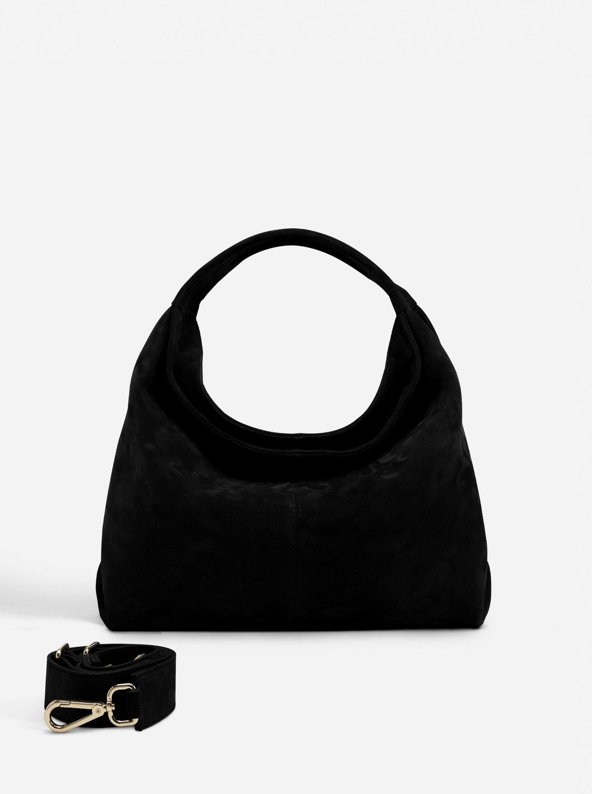 Manu Atelier Gala Black Suede Shoulder Bag