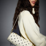 Mini Cylinder Perforated Ecru High Gloss & Black Suede