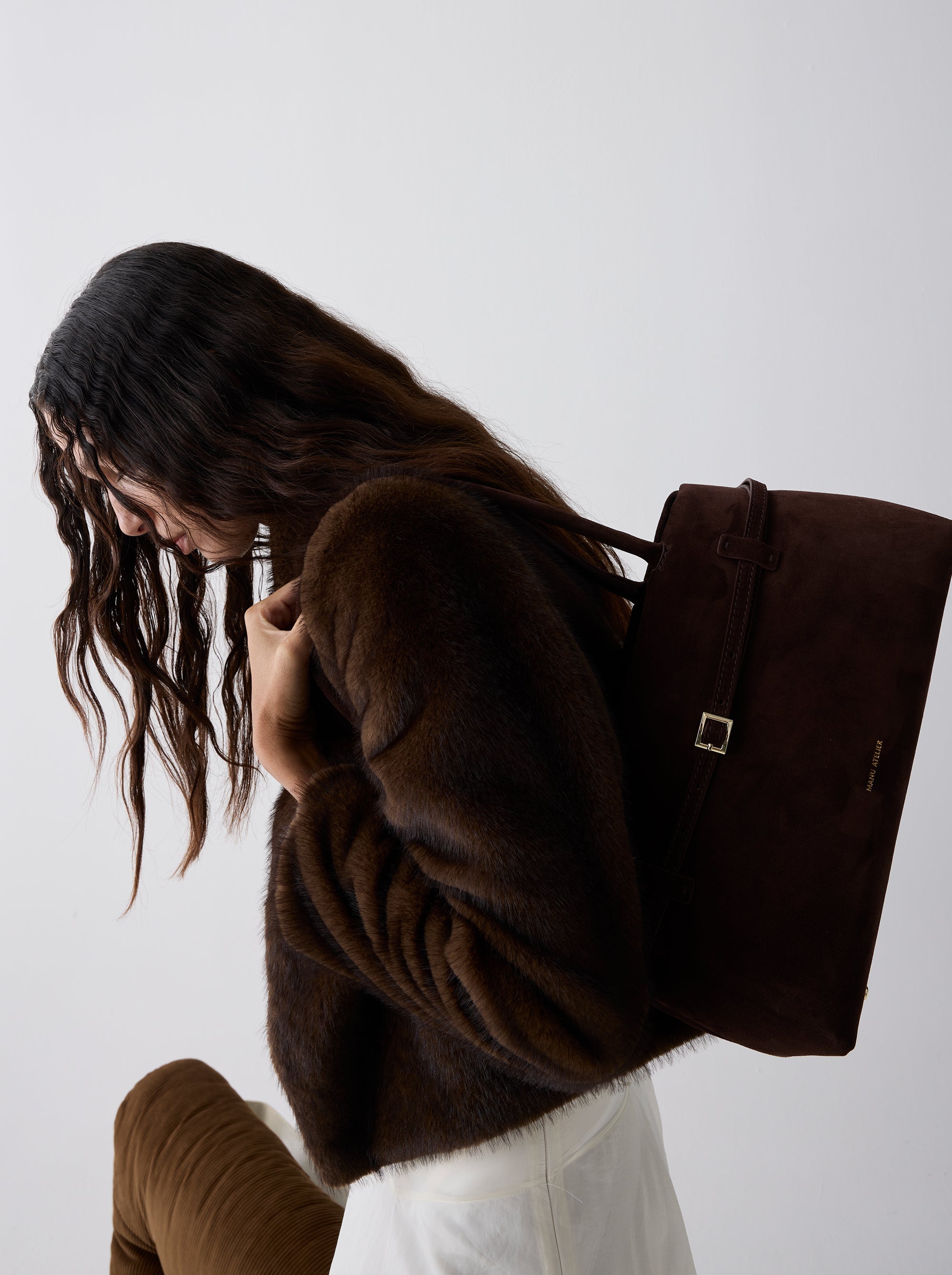 Le Cambon East West Deep Brown Suede On Model